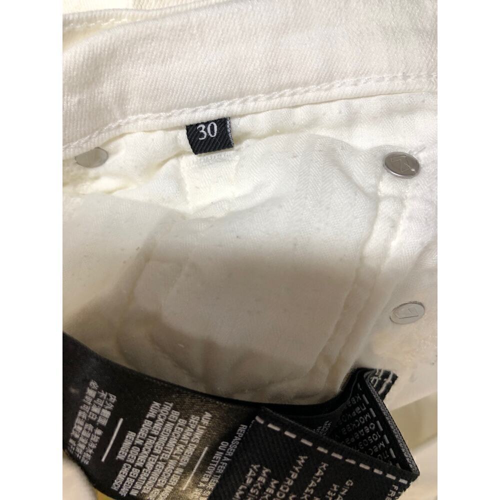 7 For All Mankind Cropped Alexa Jeans High Rise Wide Leg Raw Hem Denim White 30 - Picture 14 of 15